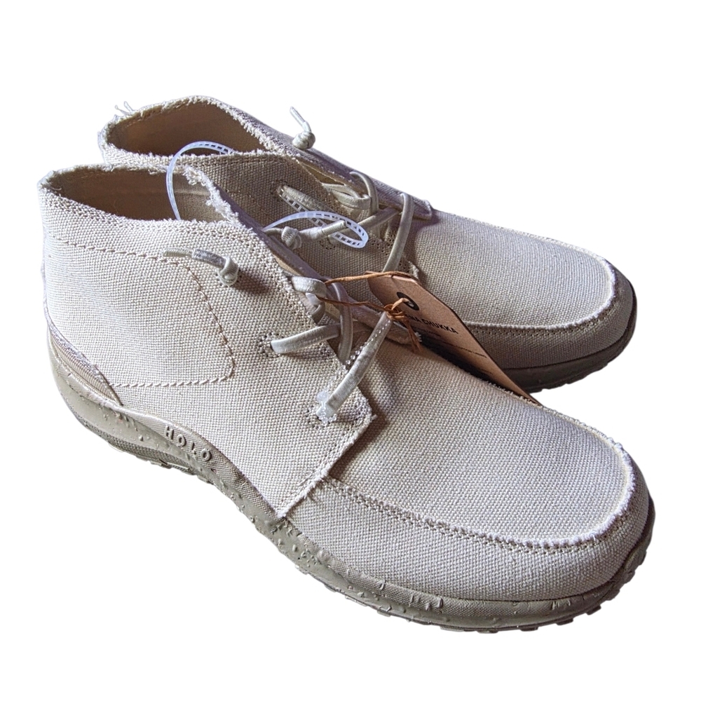 Men's Holo Canvas Ankle Boots -  Ivory Size 10